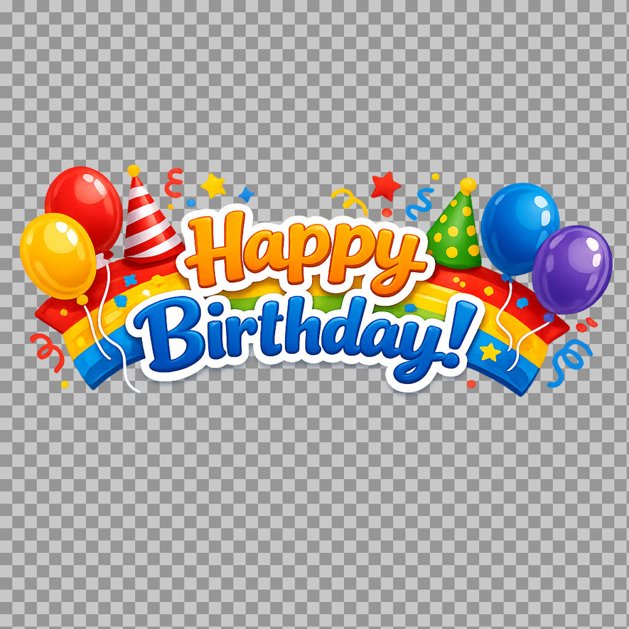 Happy Birthday PNG | Colorful Banner with Balloons