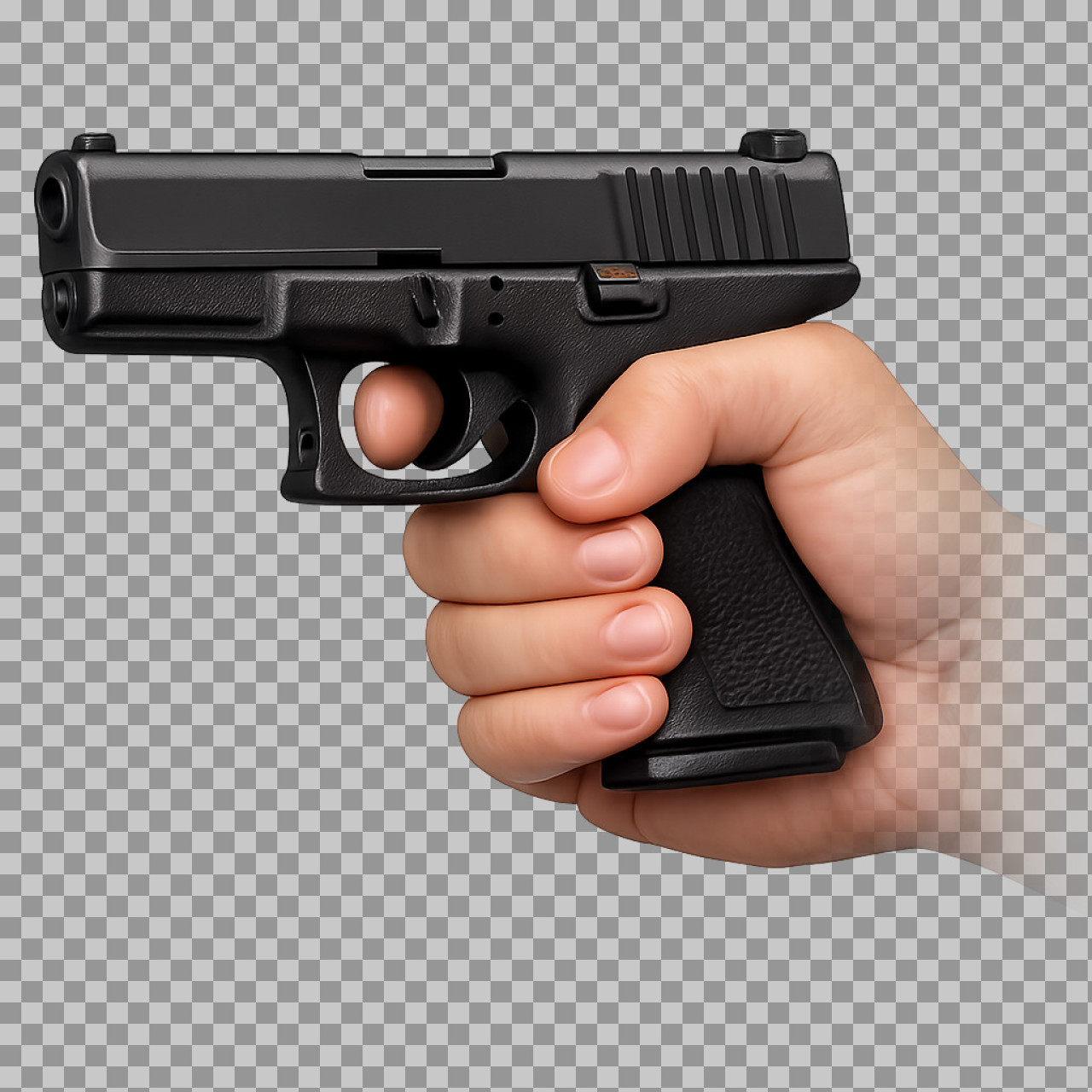 Hand Holding Pistol PNG | Realistic Firearm Illustration...