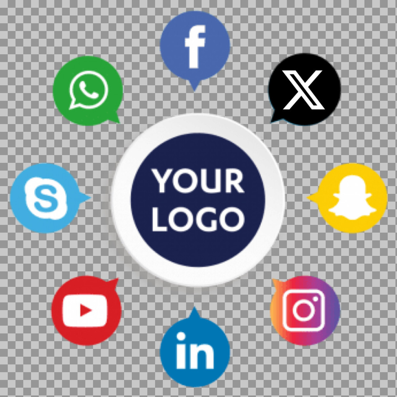 Social Media Icons Template with Logo Placeholder | Free PNG