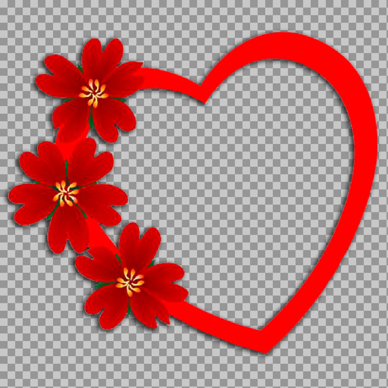 Red Heart and Flower Frame PNG | Free Romantic Clipart...