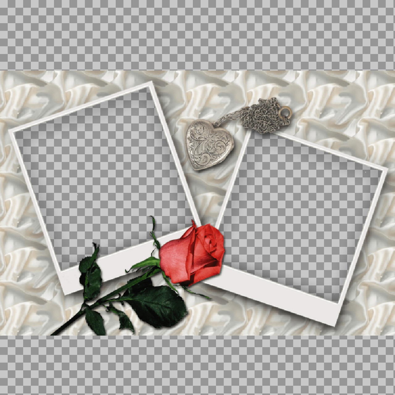 Free Romantic Love Photo Frame PNG | Rose & Locket Template