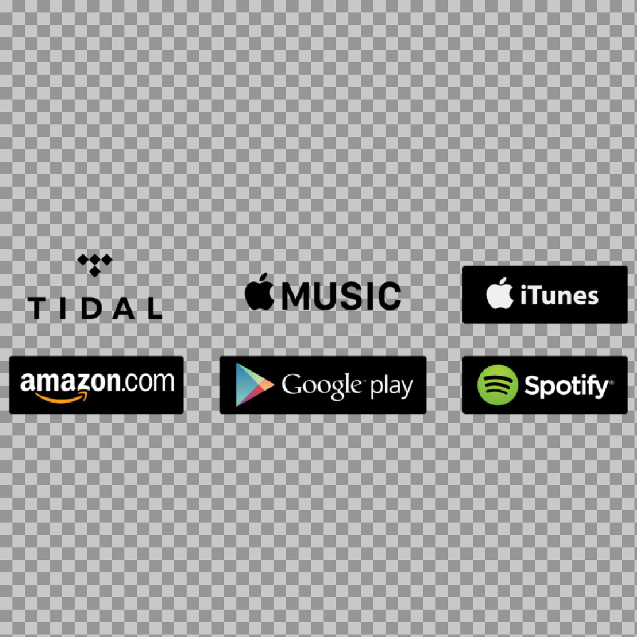 Streaming Platform Logos | Amazon, Google Play, iTunes, Spotify PNG