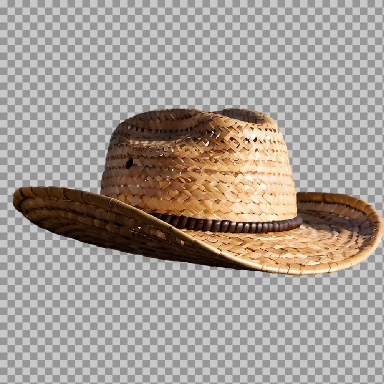 Woven Straw Cowboy Hat with Transparent Background | PNG