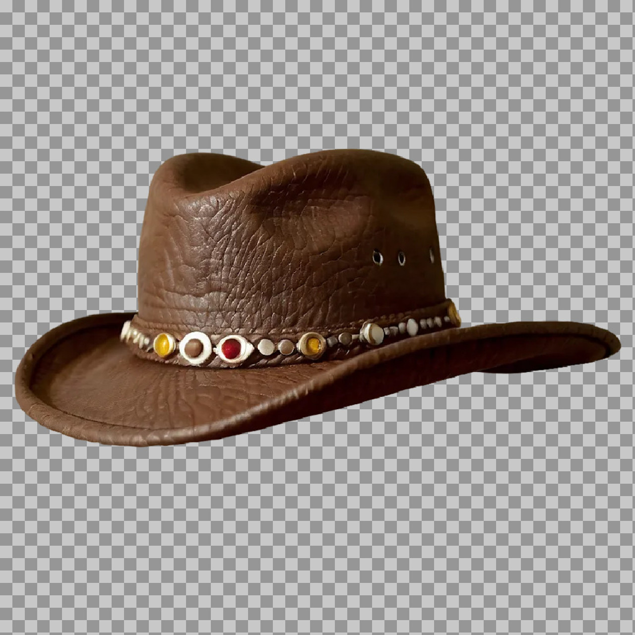 Brown Leather Cowboy Hat PNG | Textured with Beaded Band