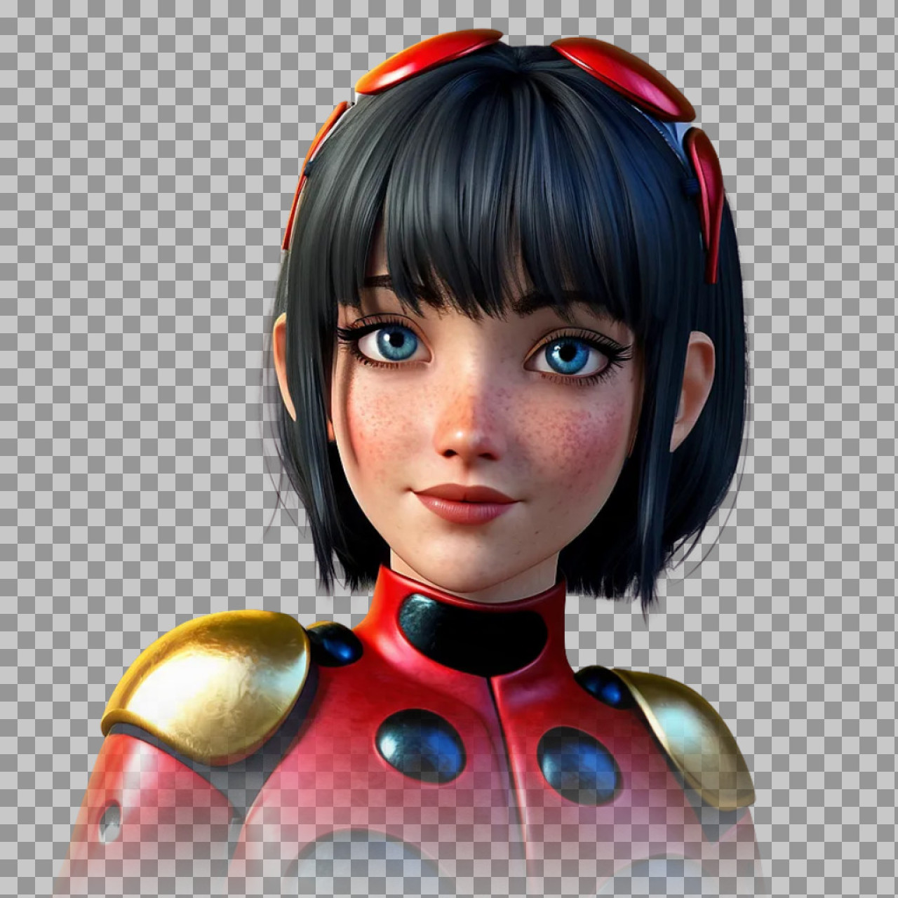 Realistic Ladybug Heroine 3D Character Art | PNG...