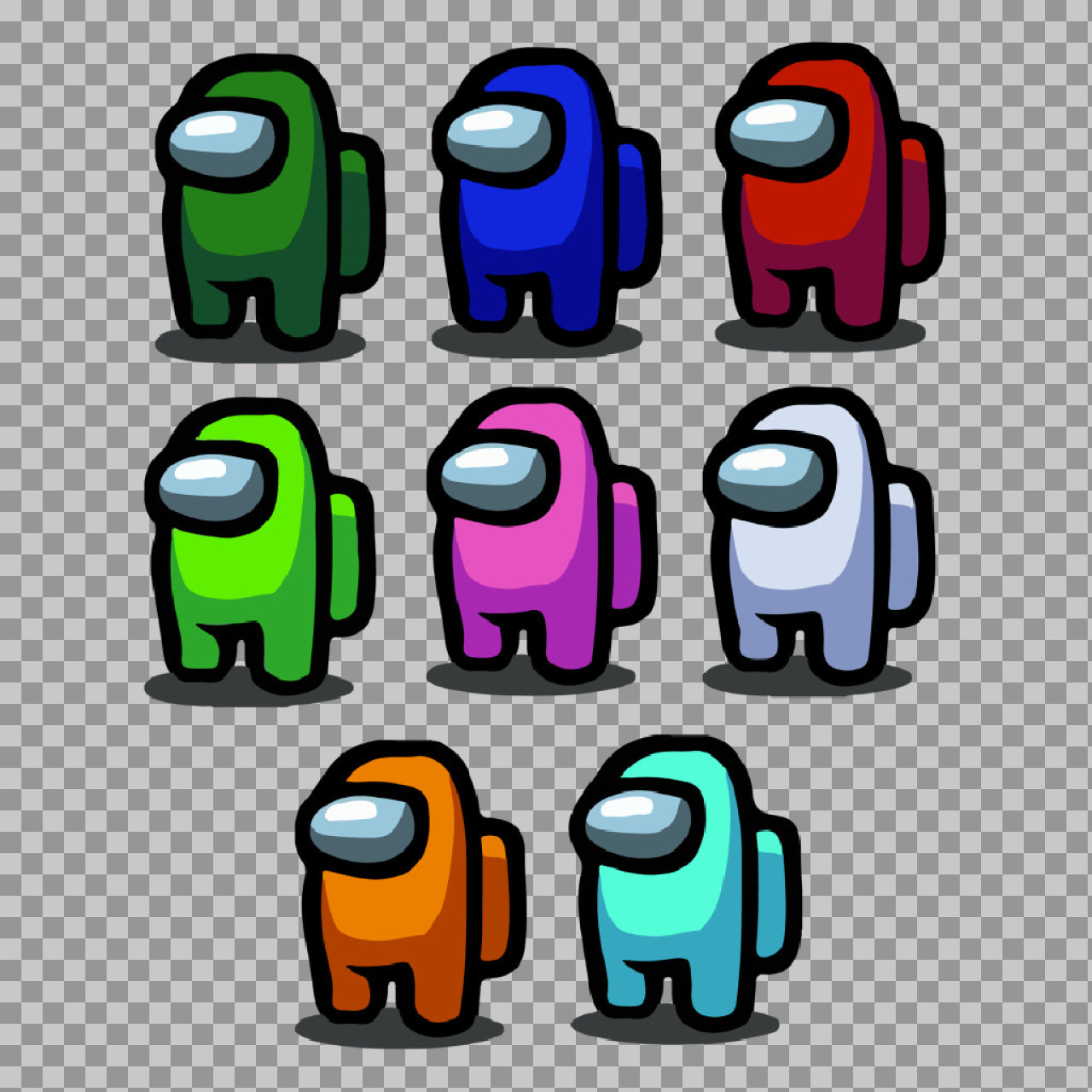 Free Among Us All Colors PNG | Transparent Crewmate Clipart