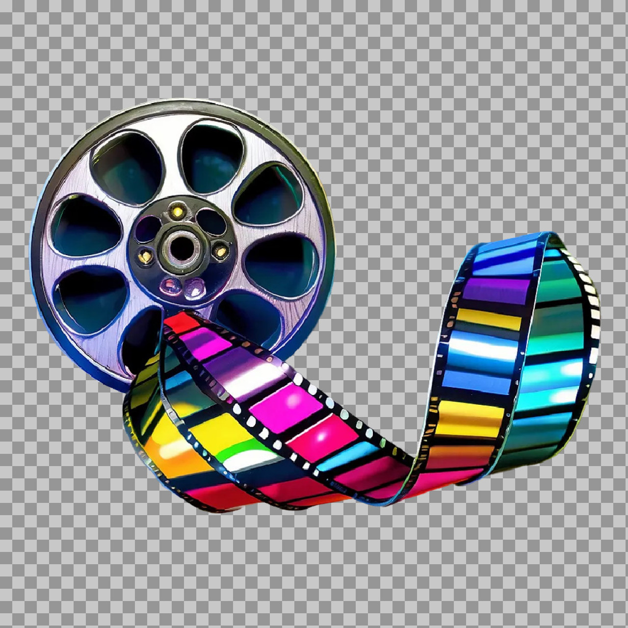 Film Reel PNG with Colorful Filmstrip | Free Movie Clipart