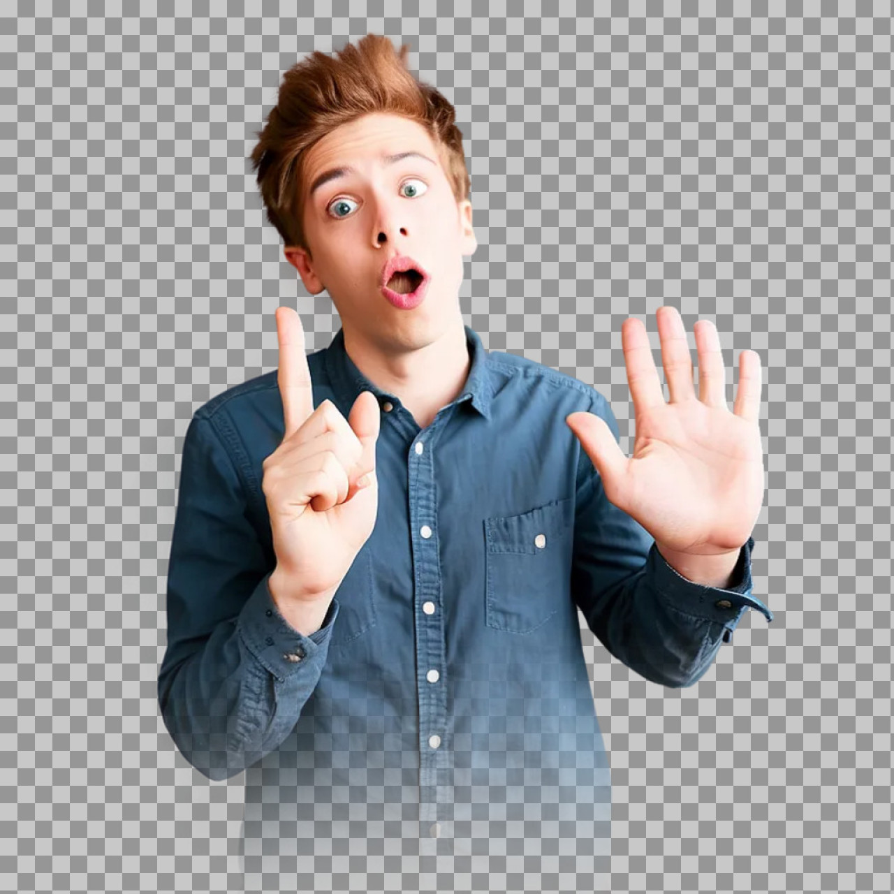 Surprised Man Counting to Six PNG - Isolated Transparent Image...