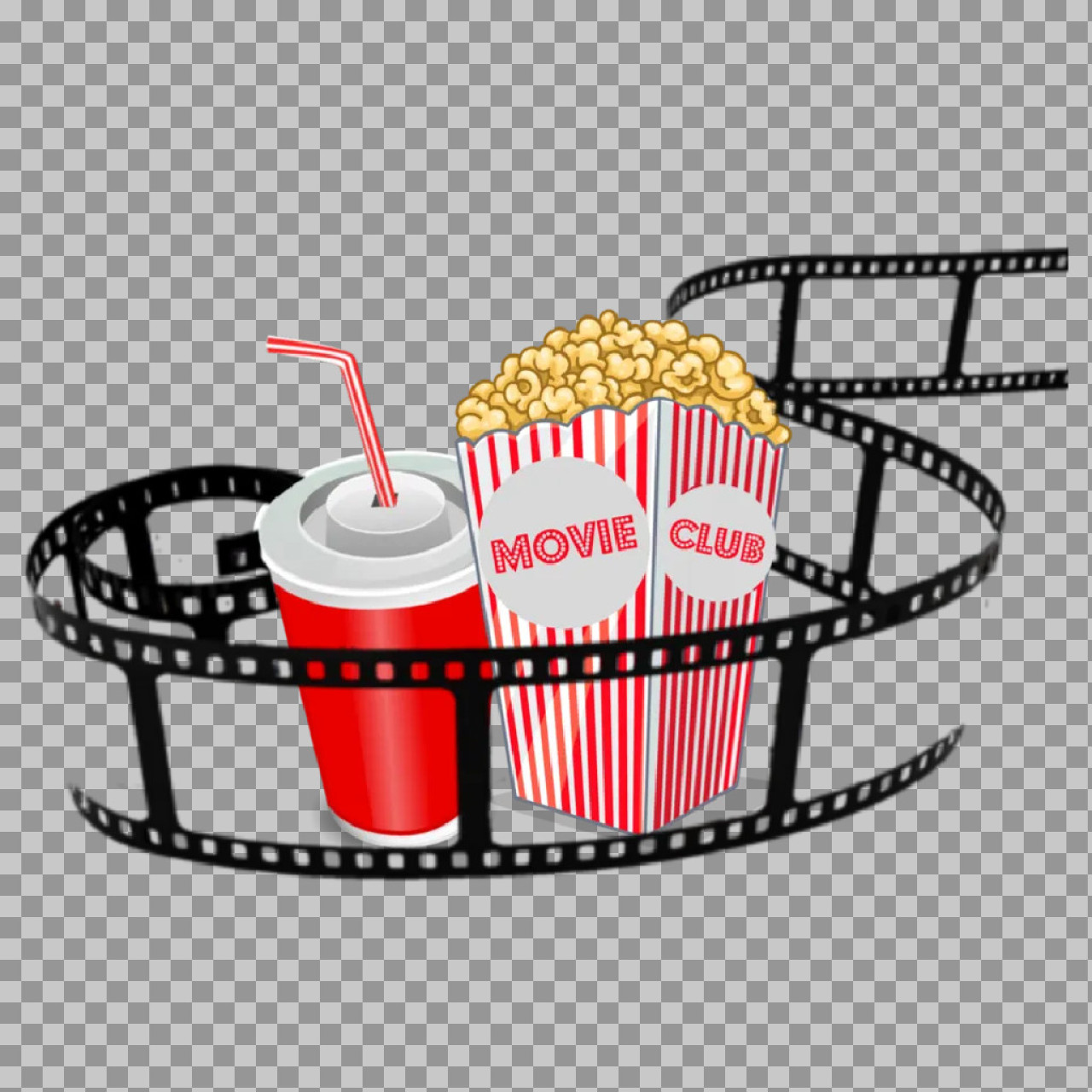 Movie Night Snacks & Film Strip PNG | Cinema Clip Art