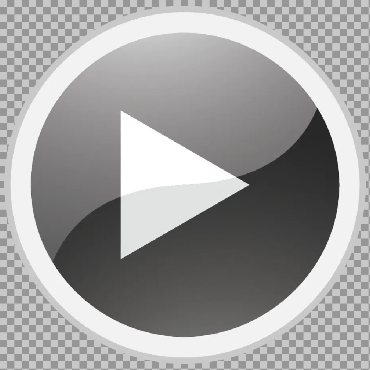Glossy Grayscale Play Button Icon | Free Transparent PNG