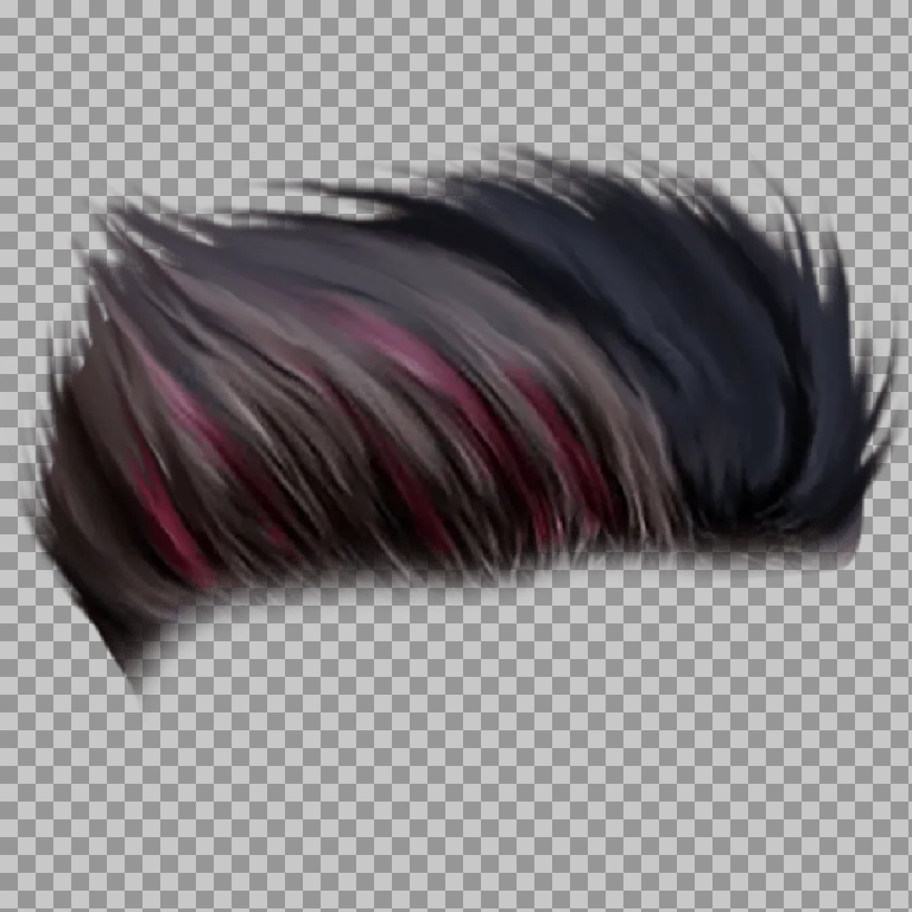 Spiky Hairstyle PNG with Red Highlights | Transparent Hair Cutout