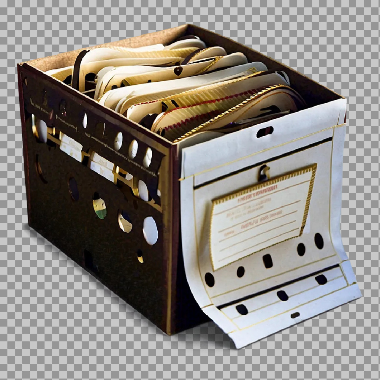 Archive Storage Box with Paper Files PNG | Office Document Storage Image