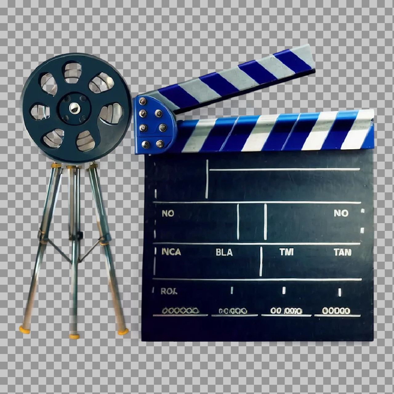 Filmmaking Essentials: Movie Clapperboard & Film Reel Image