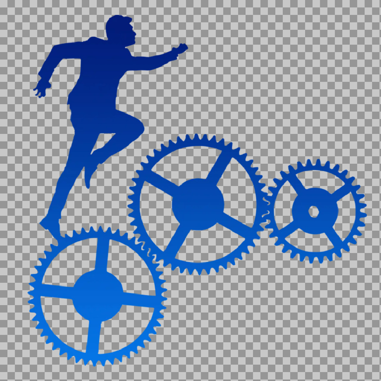 Business Progress PNG | Man Running on Gears Silhouette