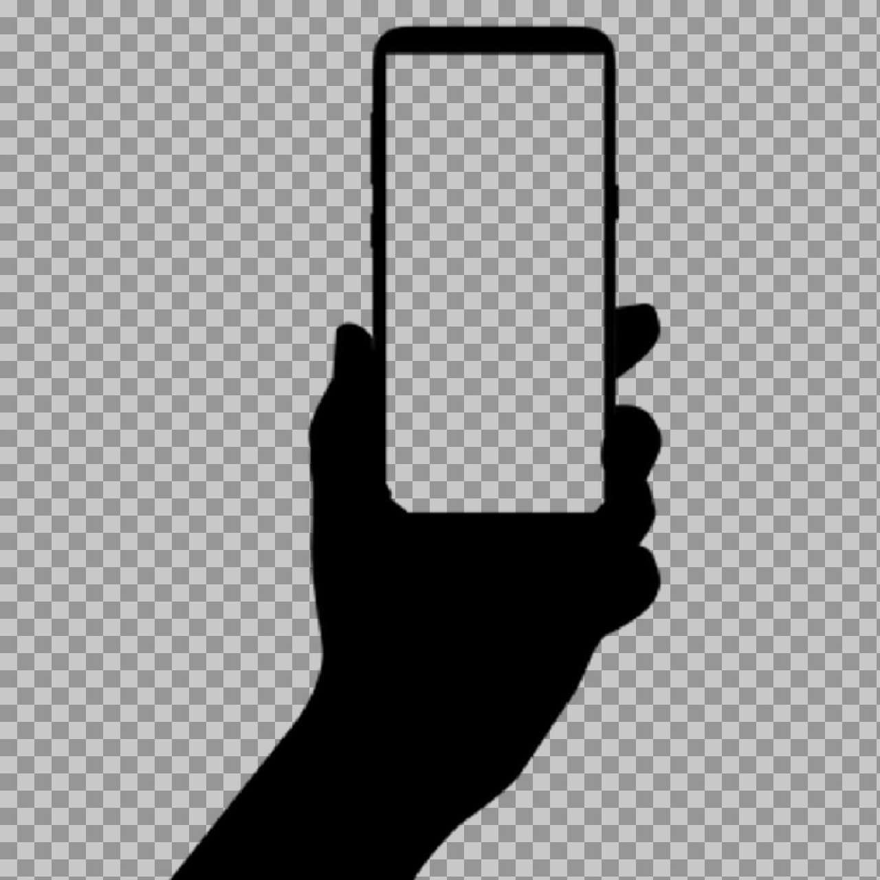 Hand Holding Smartphone Silhouette PNG | Blank Mobile Mockup