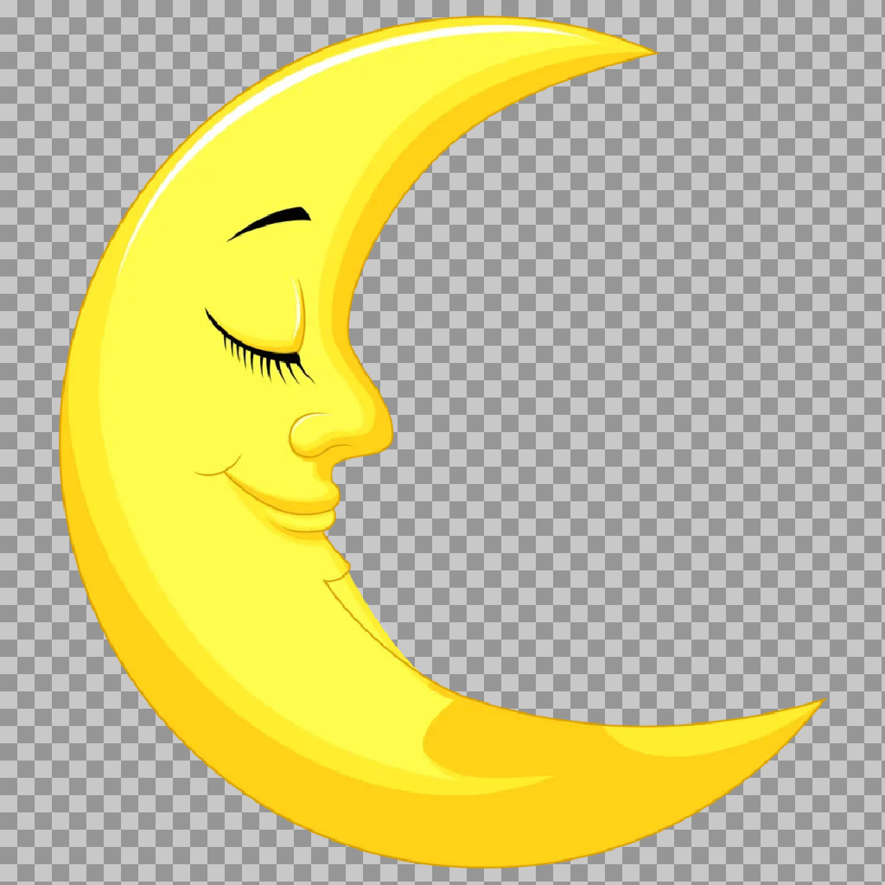 Sleeping Crescent Moon Cartoon PNG | Peaceful Night Illustration