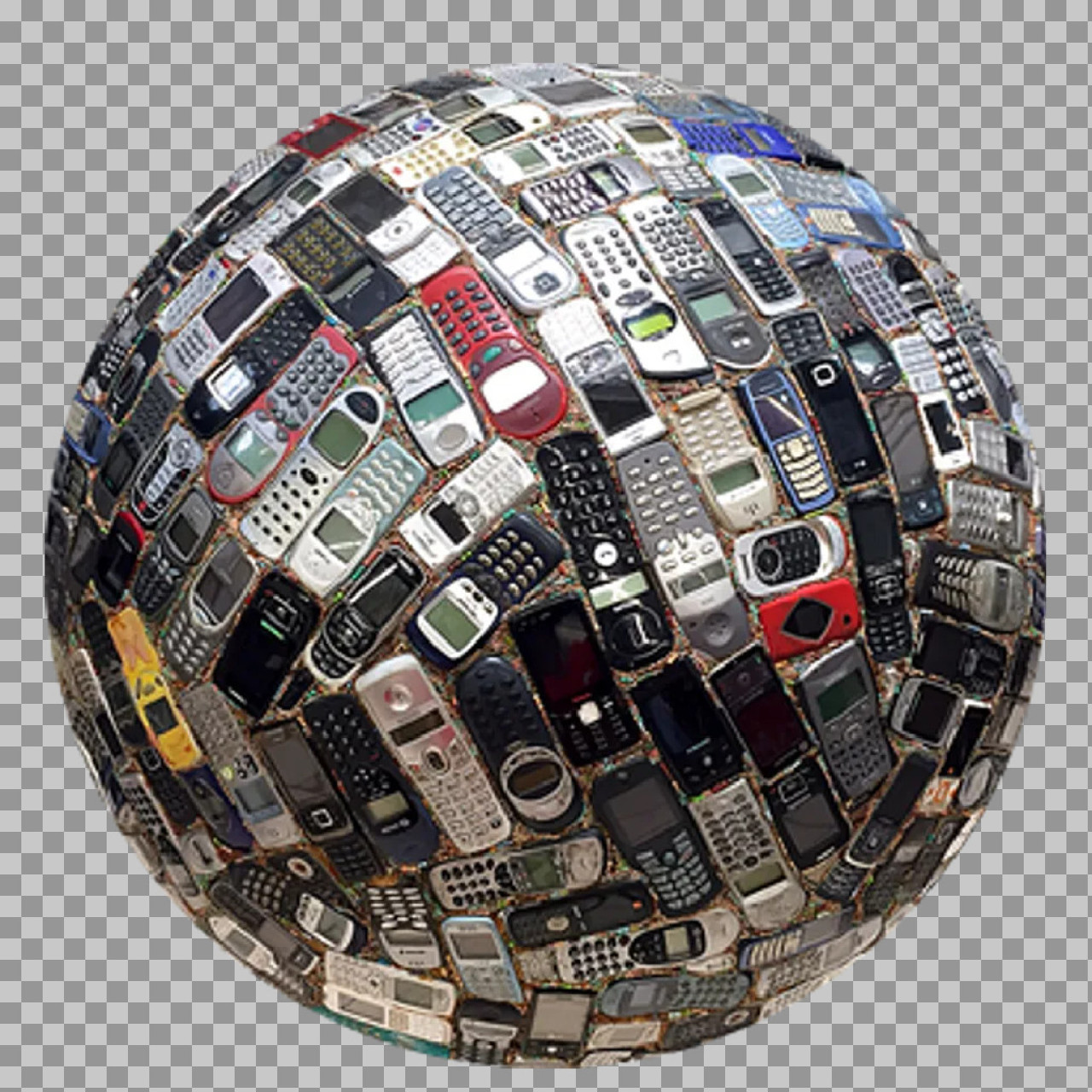 Old Mobile Phone Globe PNG | E-Waste & Technology Concept