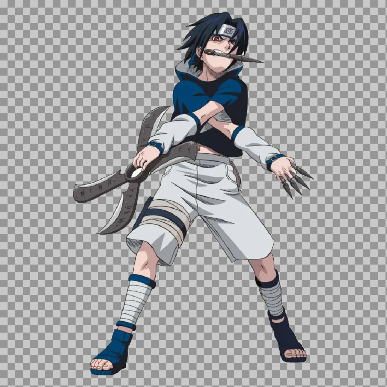 Sasuke Uchiha Combat PNG | Transparent Naruto Action Pose
