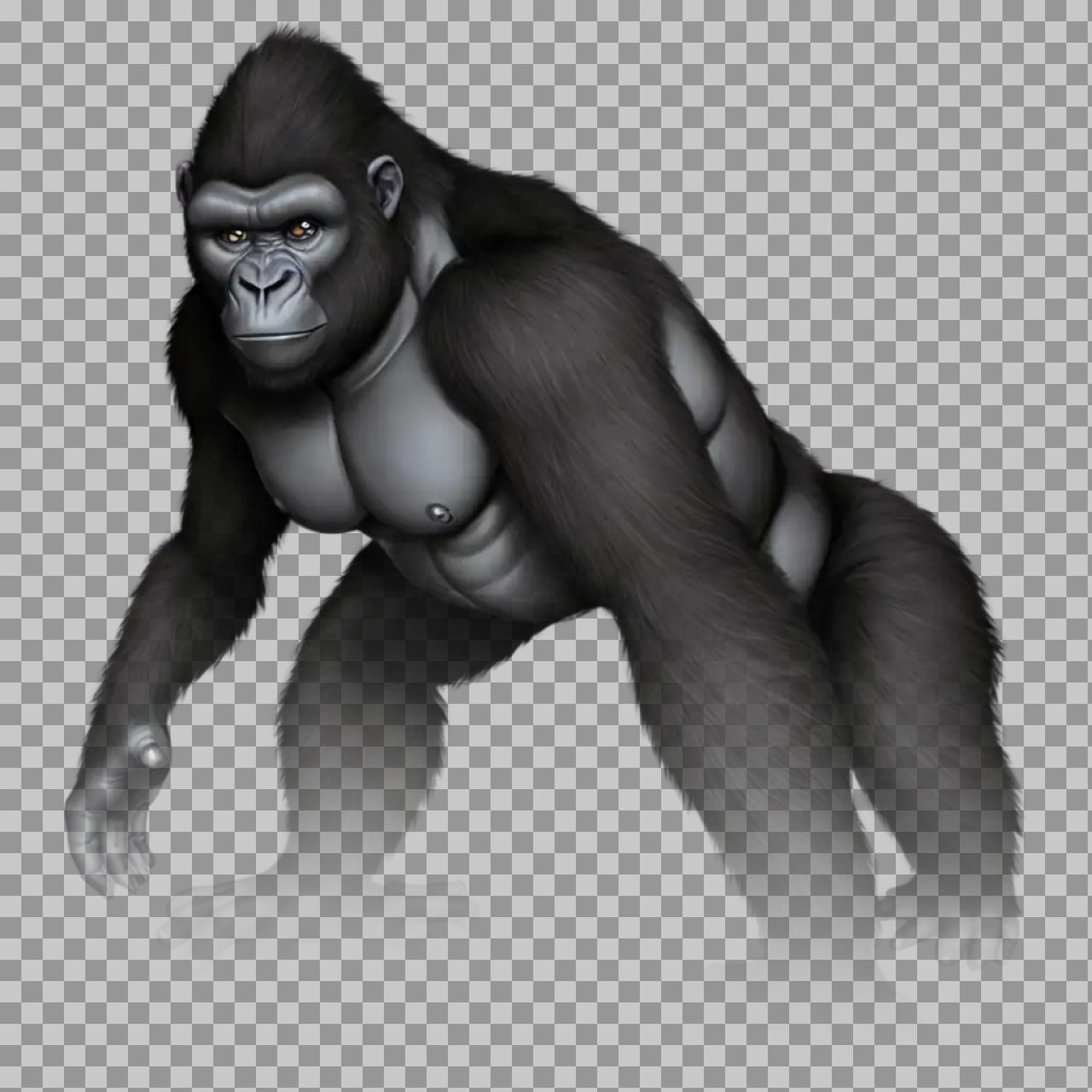 Realistic Gorilla PNG Illustration | Transparent Animal Art...