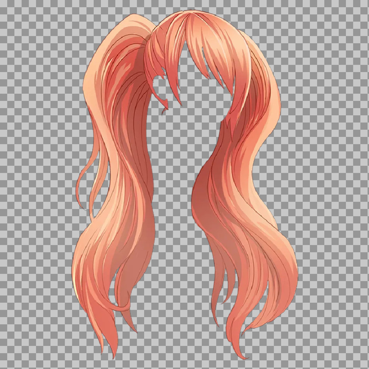 Anime Hair PNG | Pink Pigtails Hairstyle Cutout