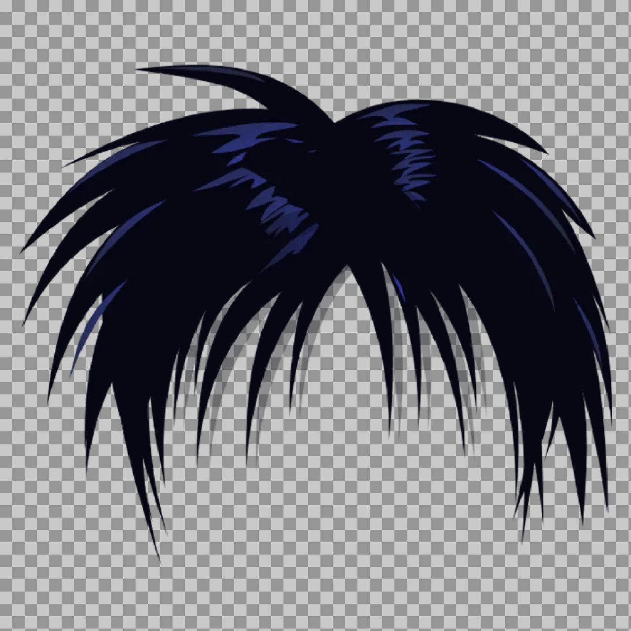 Anime Hair PNG | Spiky Black Male Hairstyle for Editing