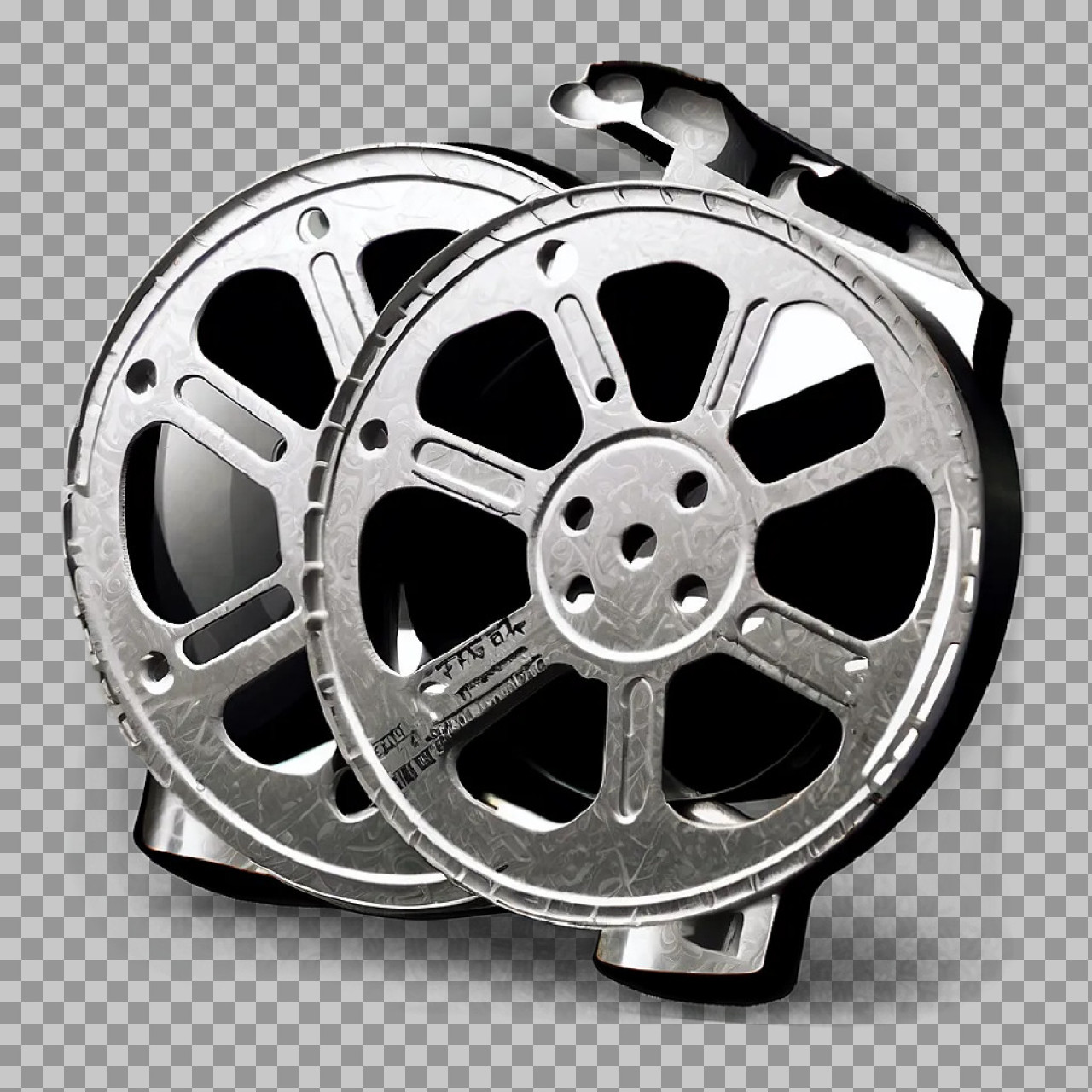 Stylized Film Reel PNG | Monochrome Cinema Graphic...