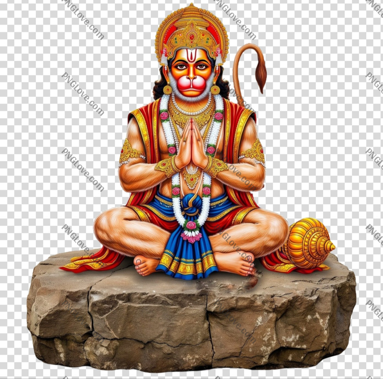 Lord Hanuman Sitting Namaste Pose PNG Transparent Image Download