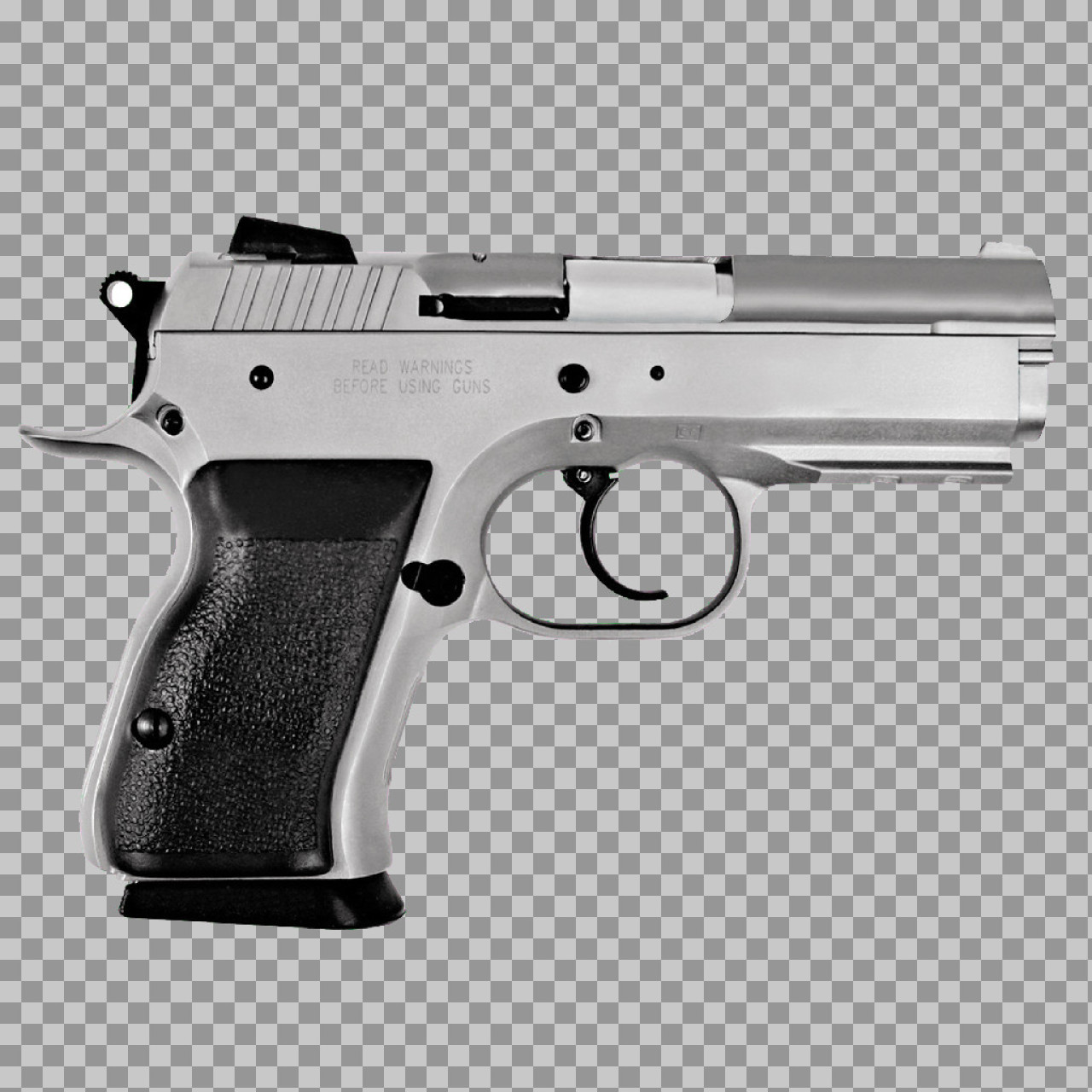 Silver & Black Two-Tone Semi-Automatic Pistol PNG Image...