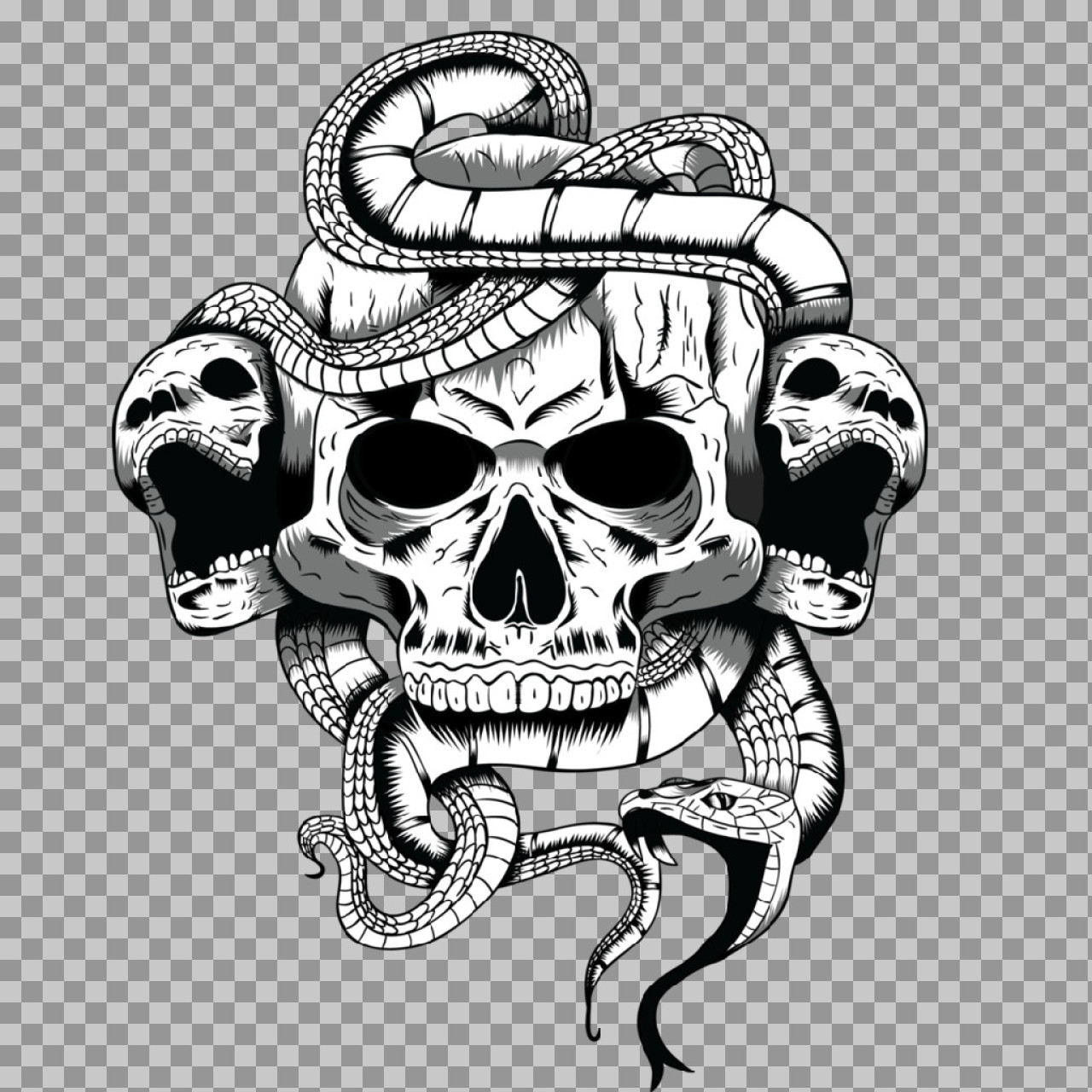 Gothic Skull and Snake Illustration | Royalty-Free Dark Art Vector...