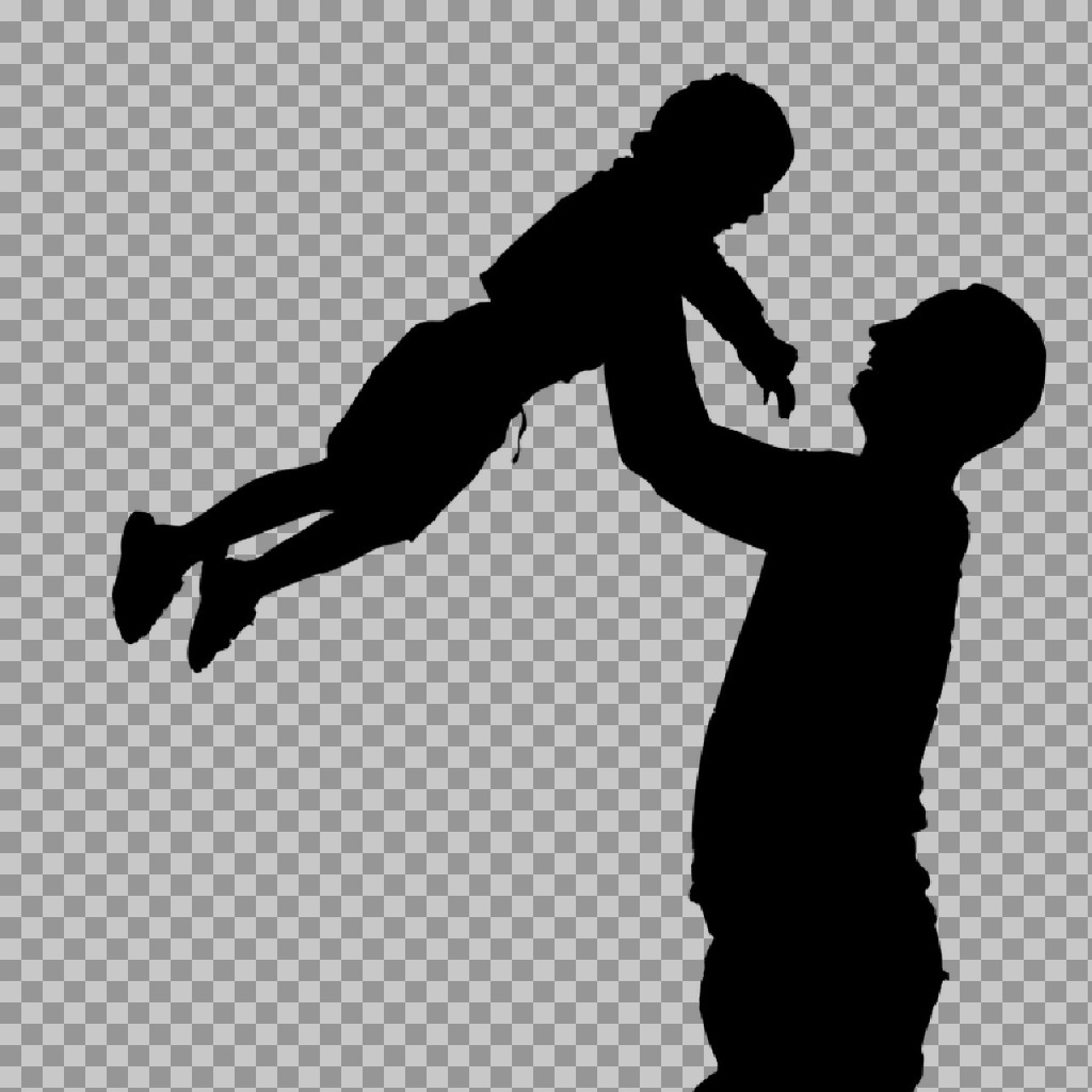 Father and Child Silhouette PNG - High-Quality Family Graphic