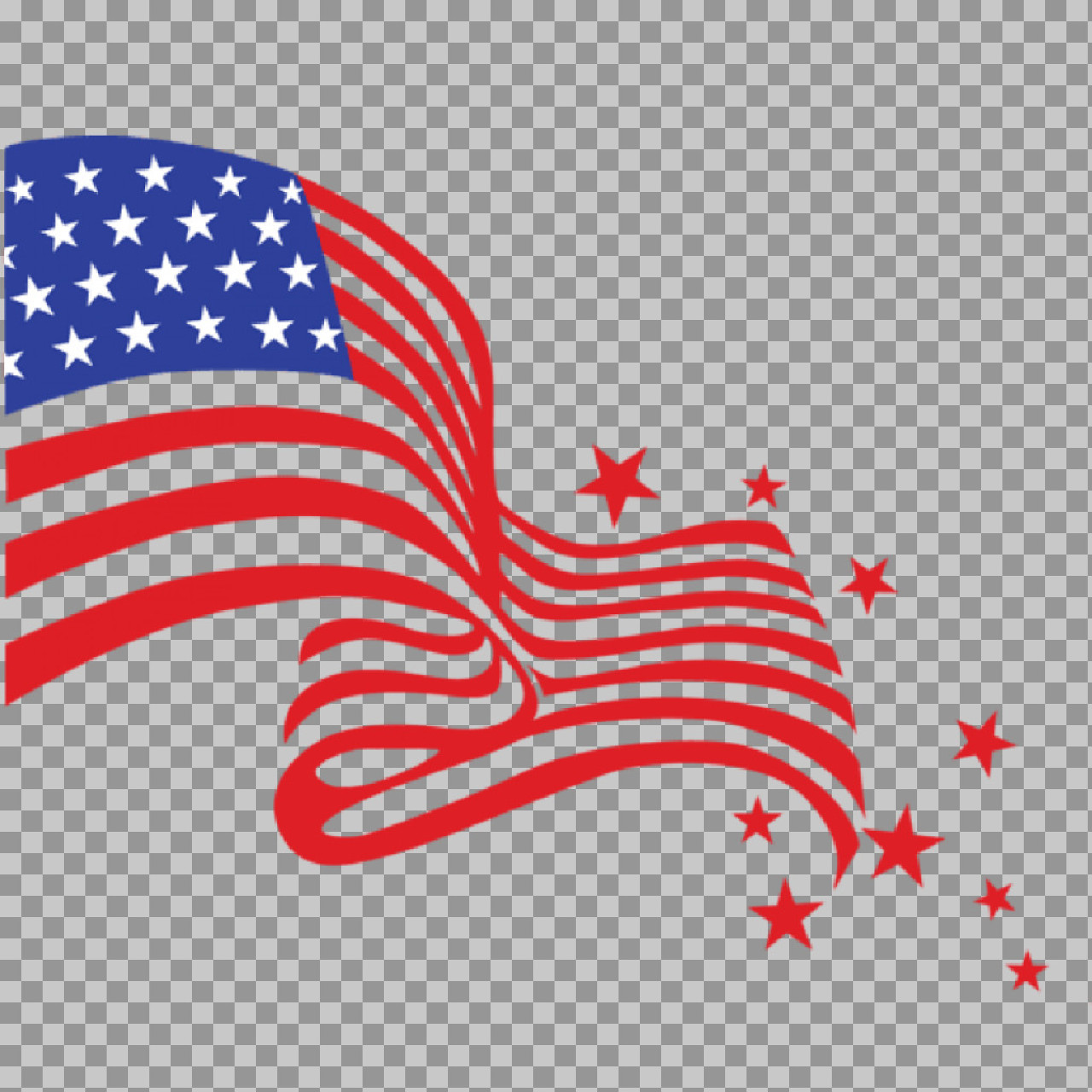 Stylized Waving American Flag PNG | Patriotic Art...