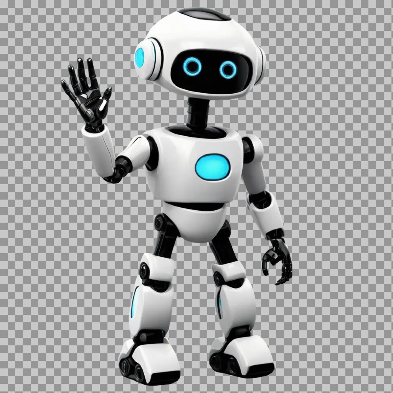 Friendly Robot Mascot Waving | 3D AI Character PNG