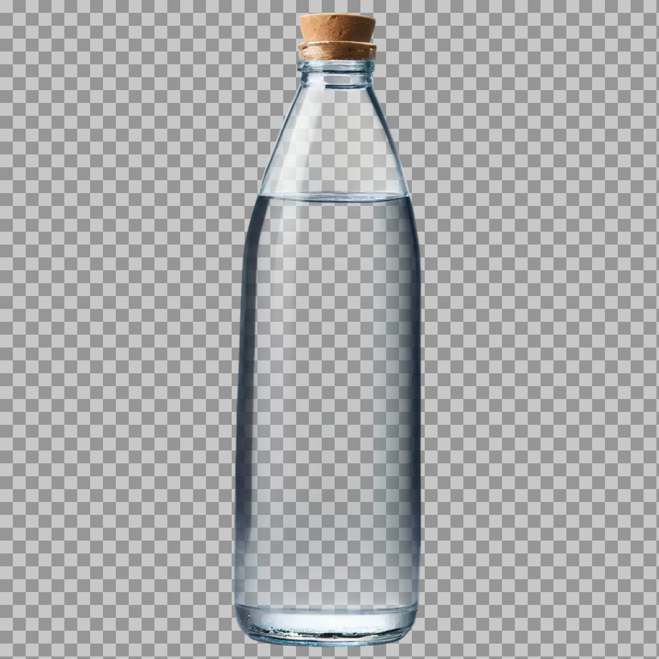 Glass Water Bottle with Cork Stopper | Transparent PNG...