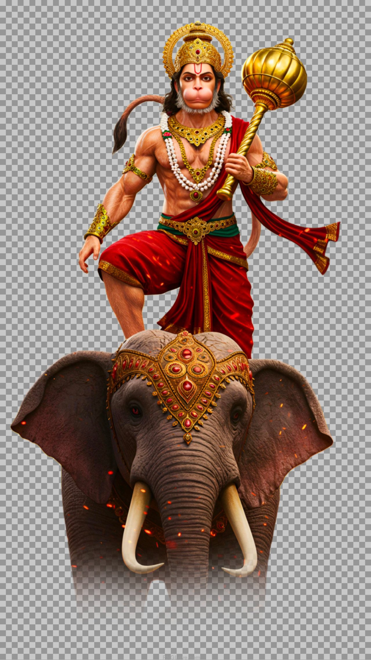lord hanuman on elephant PNG transparent image...