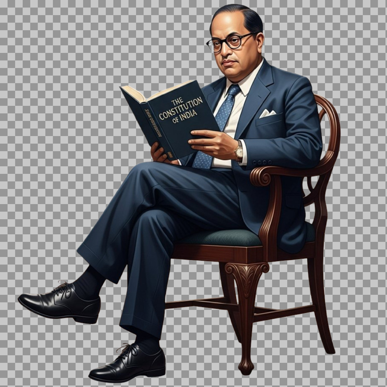 Dr. Ambedkar PNG Seated, Reading Constitution | Full HD Download...