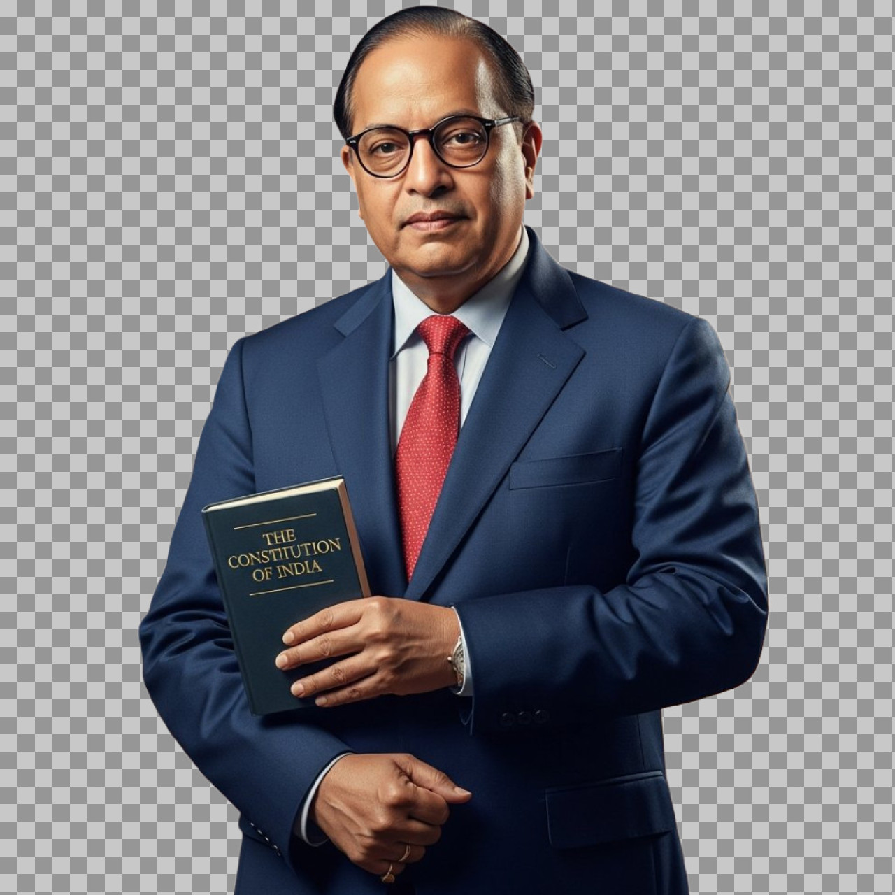 Dr. Ambedkar in Red Tie with Constitution PNG | Free Download...