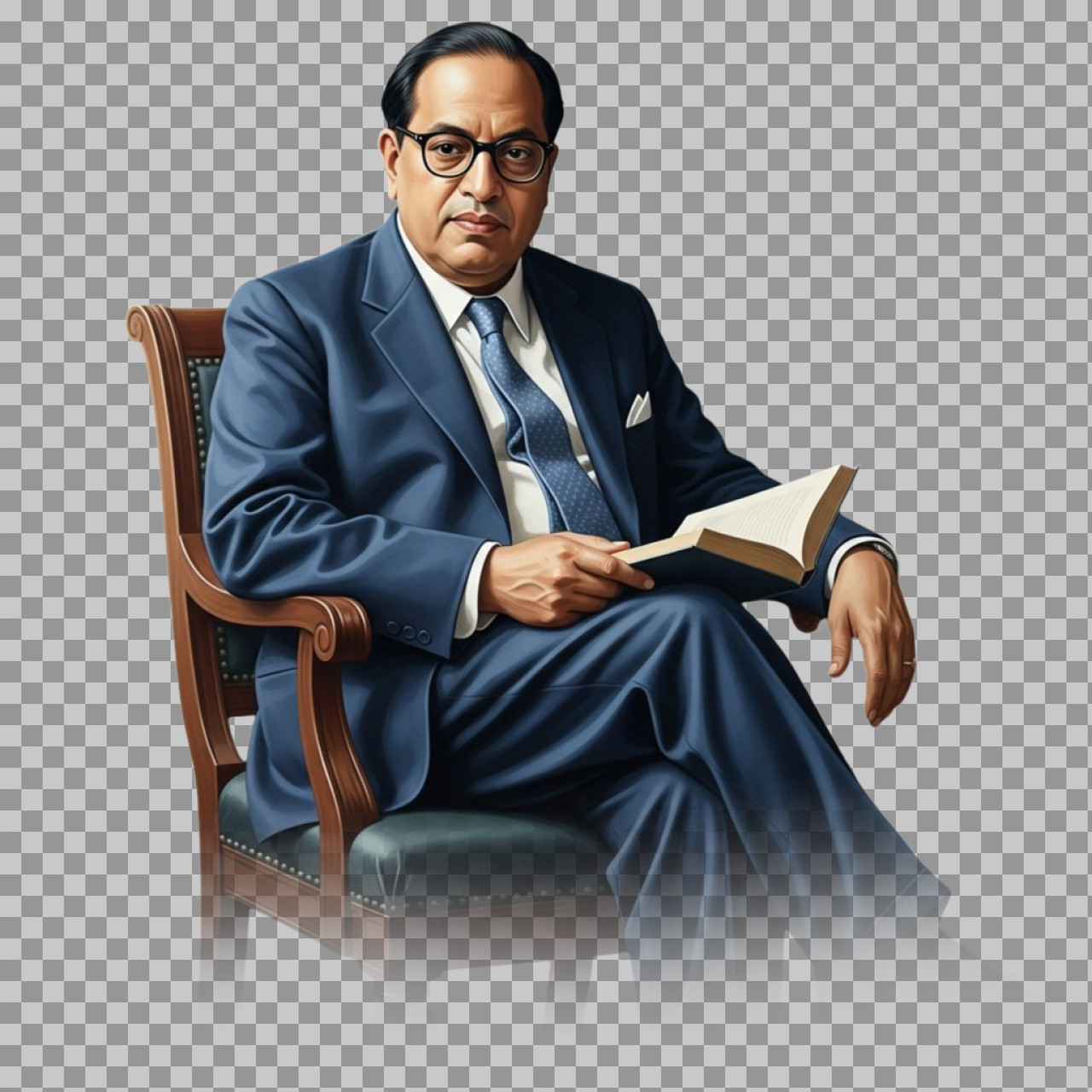 Dr. Ambedkar PNG Seated with Book | Free Download...