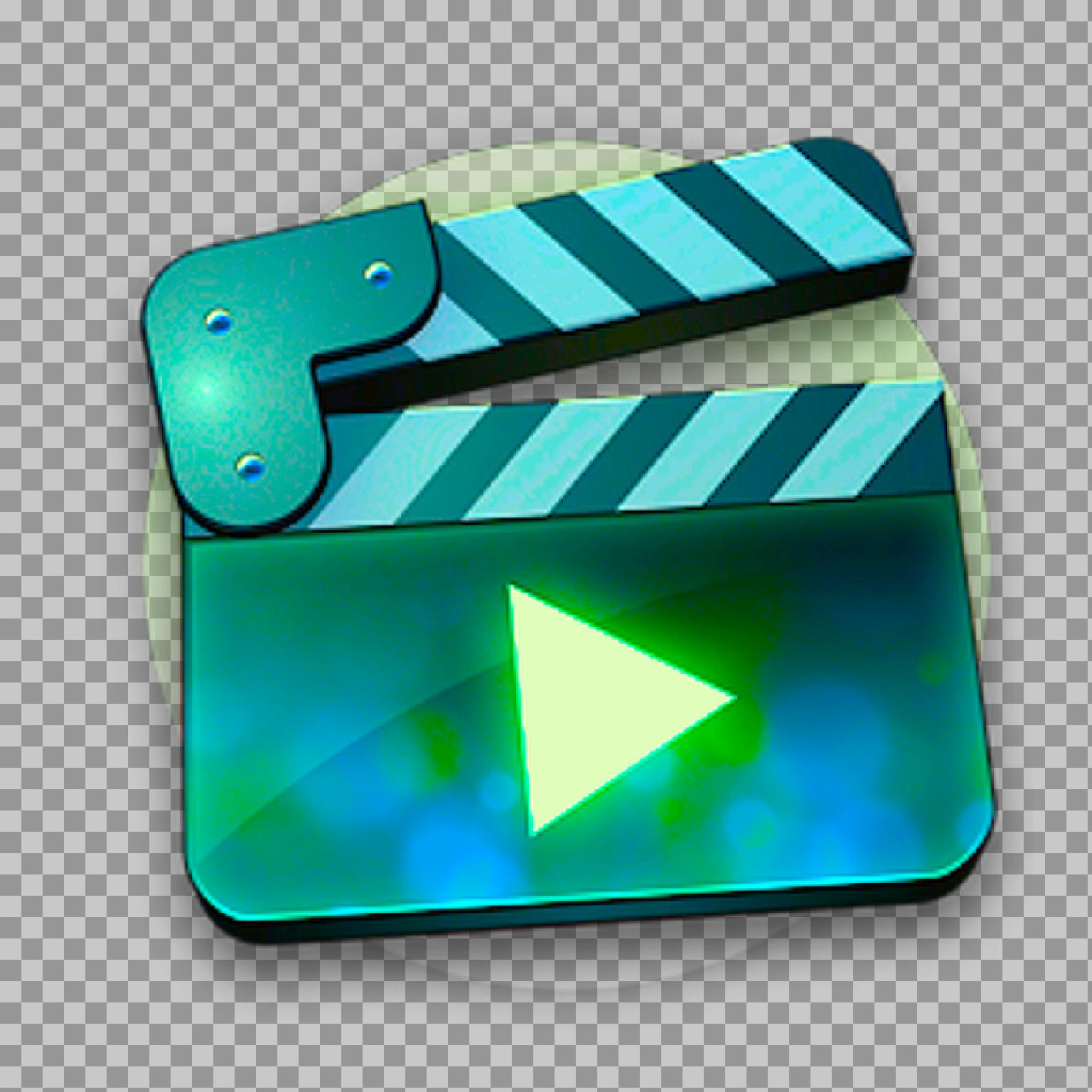 Neon Movie Clapperboard Icon - Video Play Button Graphic...