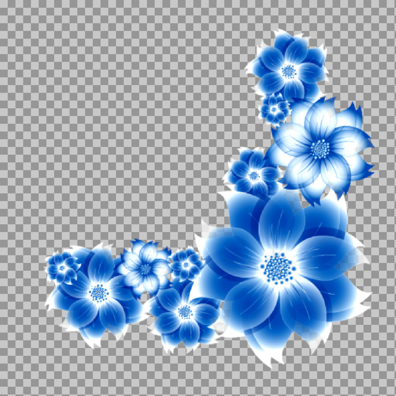 Blue Floral Corner PNG | Abstract Decorative Graphic...