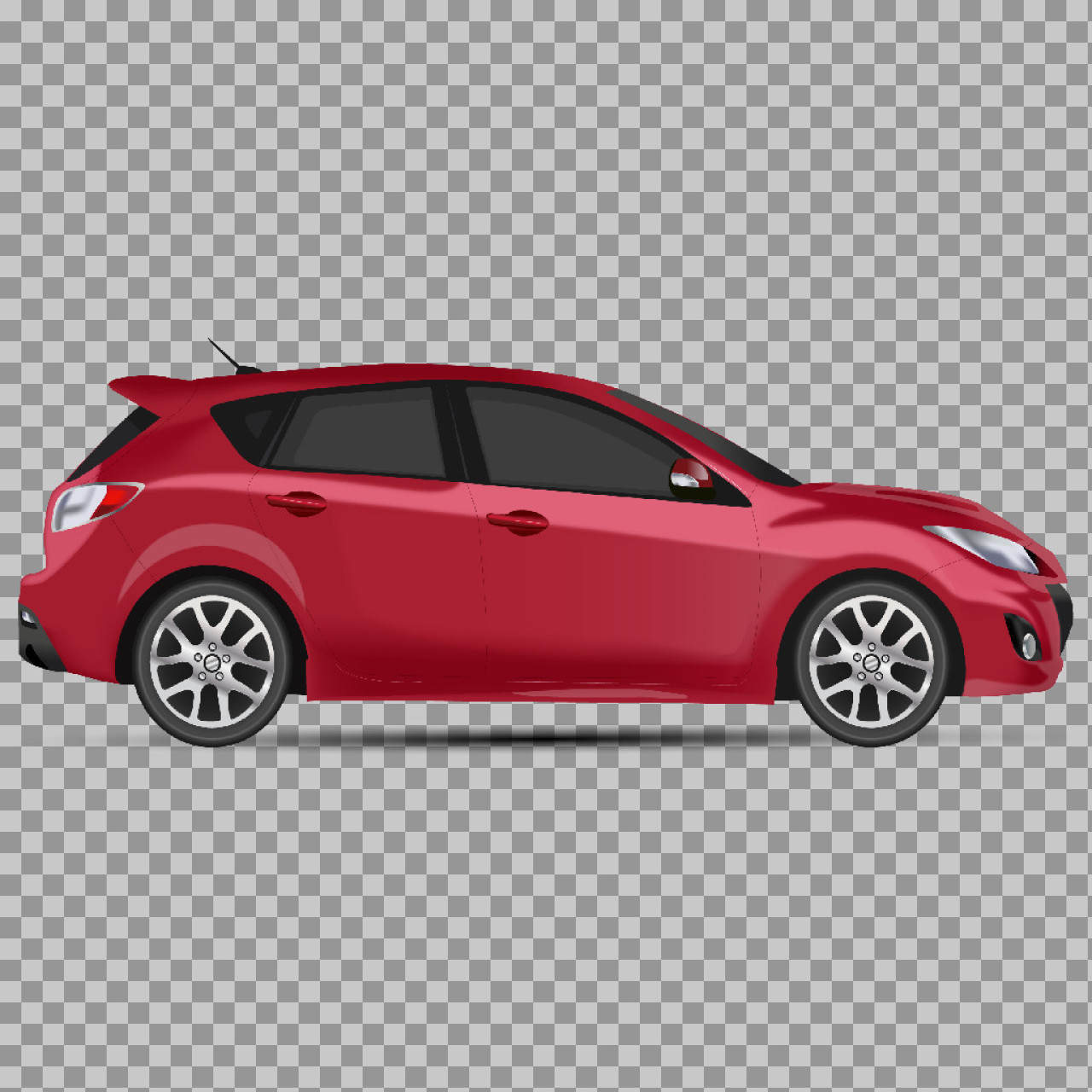 Red Hatchback Car Side View PNG | Free Isolated Vehicle Image Download...