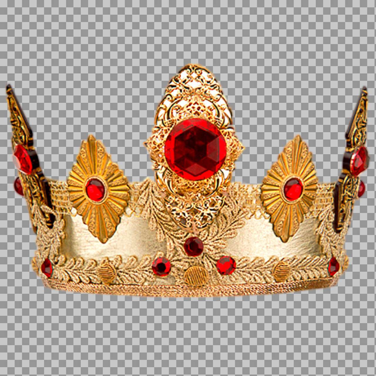 Gold Royal Crown with Red Jewels PNG | King & Queen Clipart...