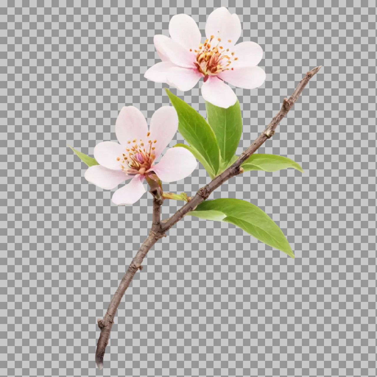 Almond Blossom PNG | Isolated Pink Spring Flower on Branch...