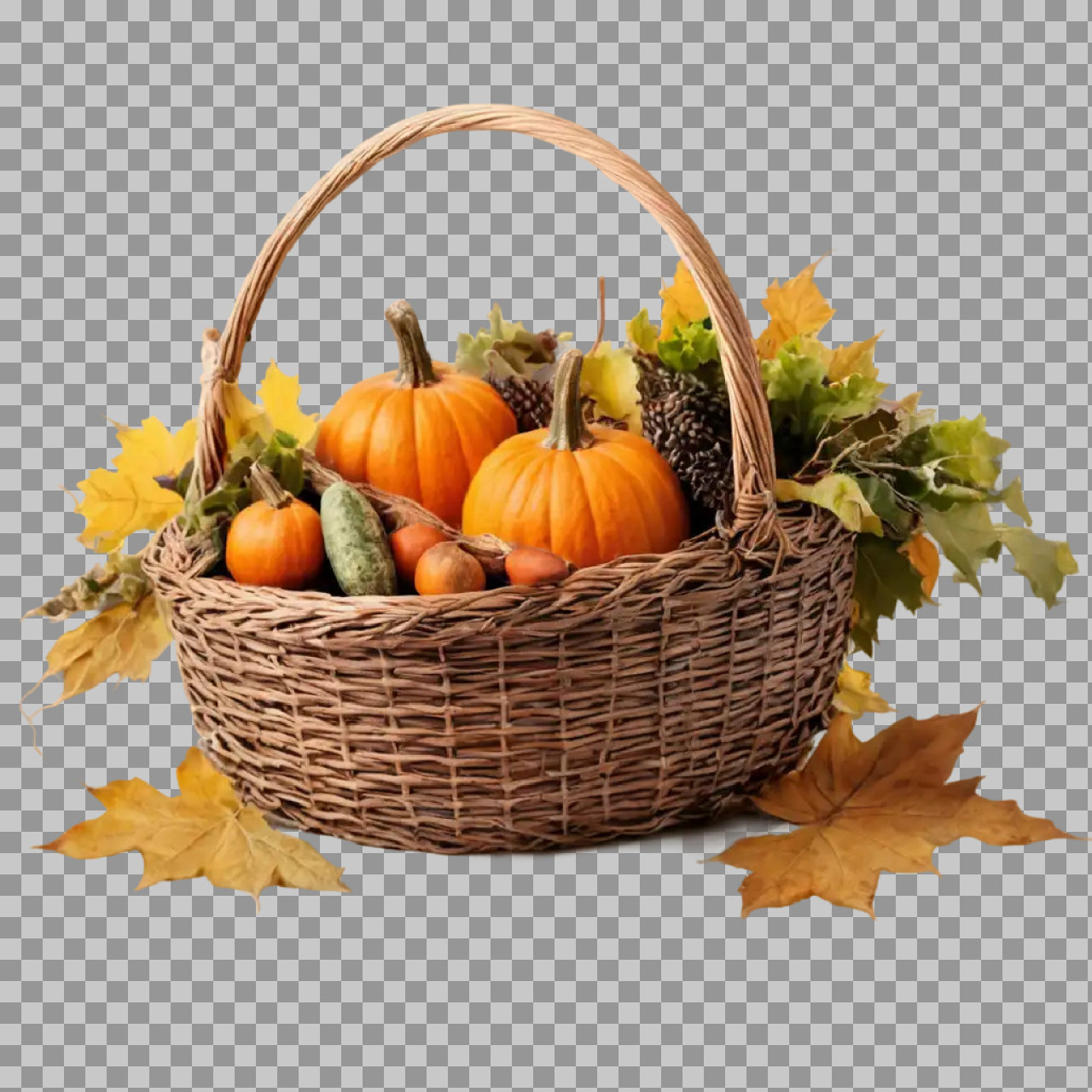 Autumn Harvest Basket PNG | Isolated Fall Decor...