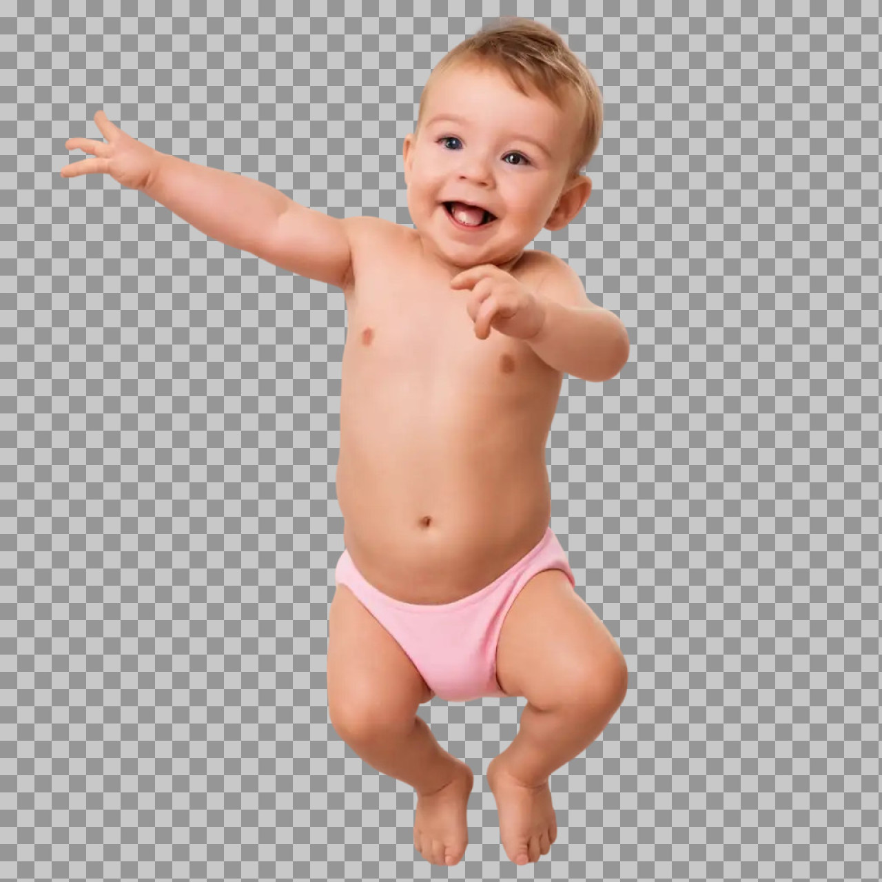 Happy Jumping Baby PNG | Isolated Toddler Image...