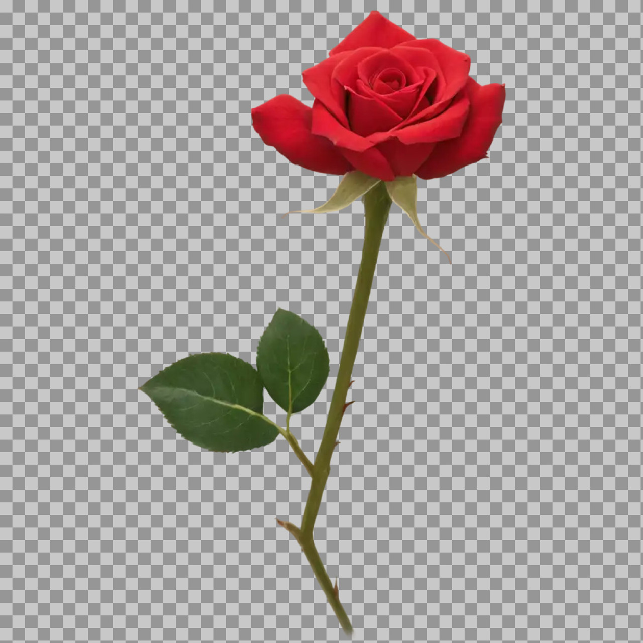 Single Red Rose PNG | Isolated Symbol of Love & Romance...