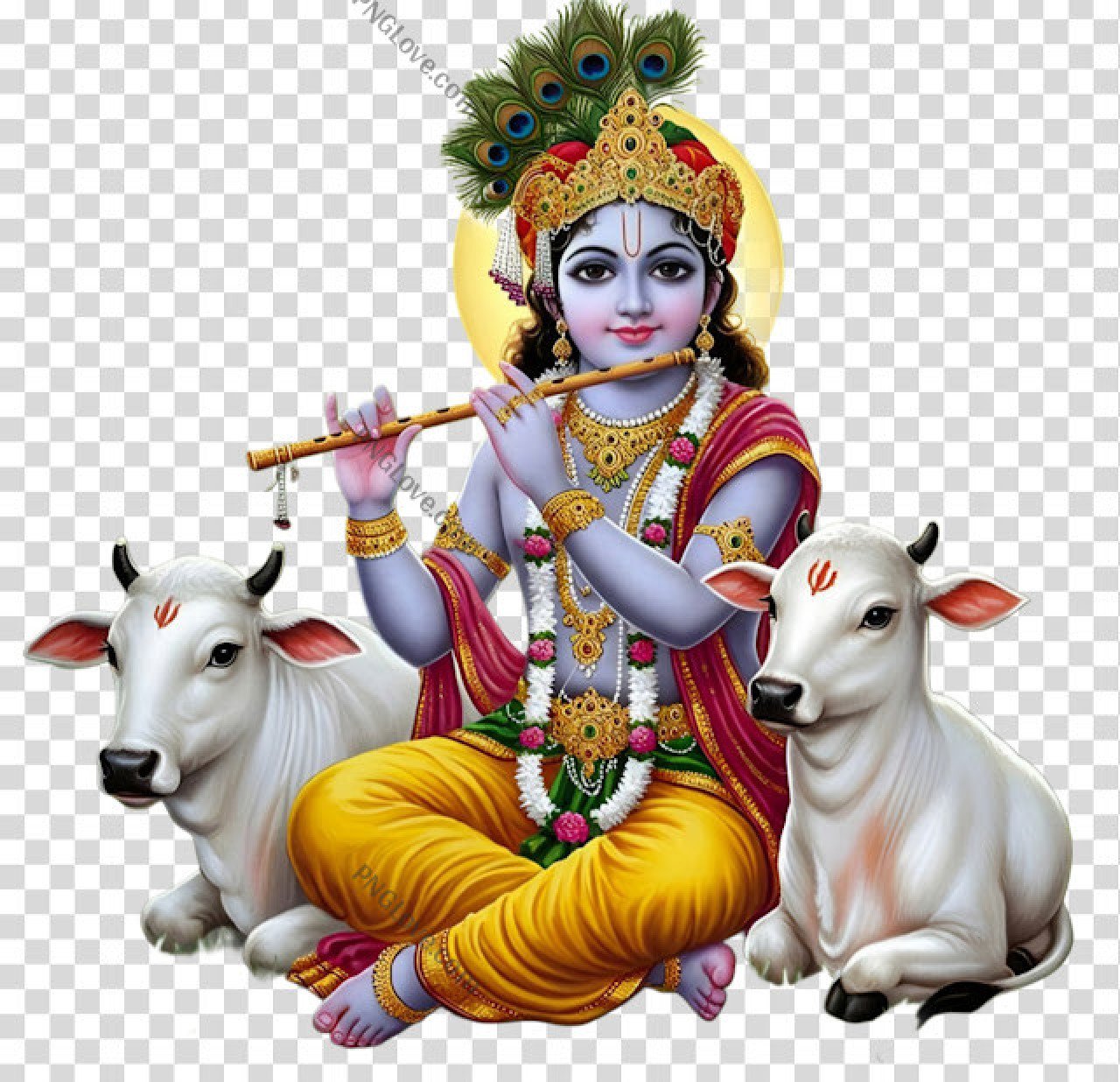 Lord Krishna with two cows PNG images download...