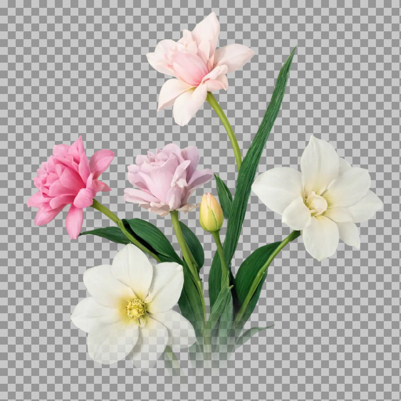 Pink & White Flower Bouquet PNG | Elegant Floral Clipart...