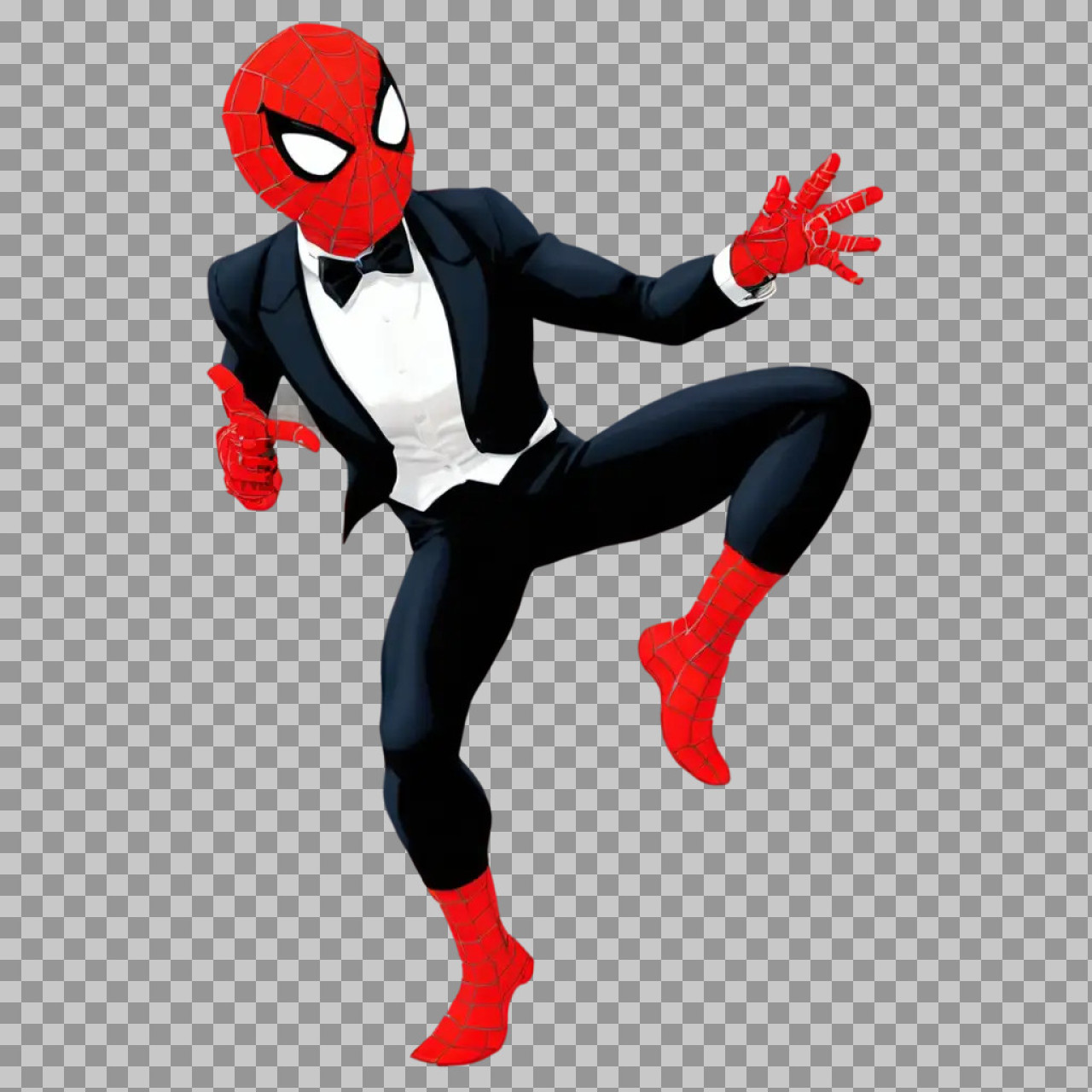 Superhero in Tuxedo PNG | Comic Style Masked Hero...