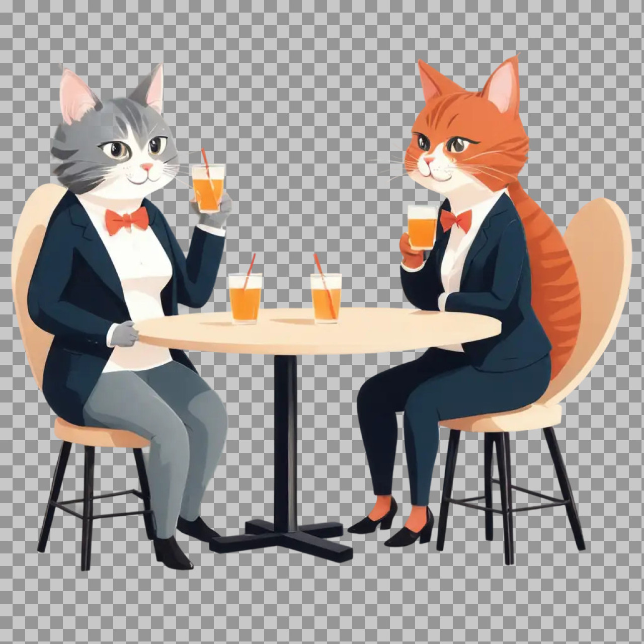 Cute Business Cats PNG | Cartoon Cats in Suits Illustration