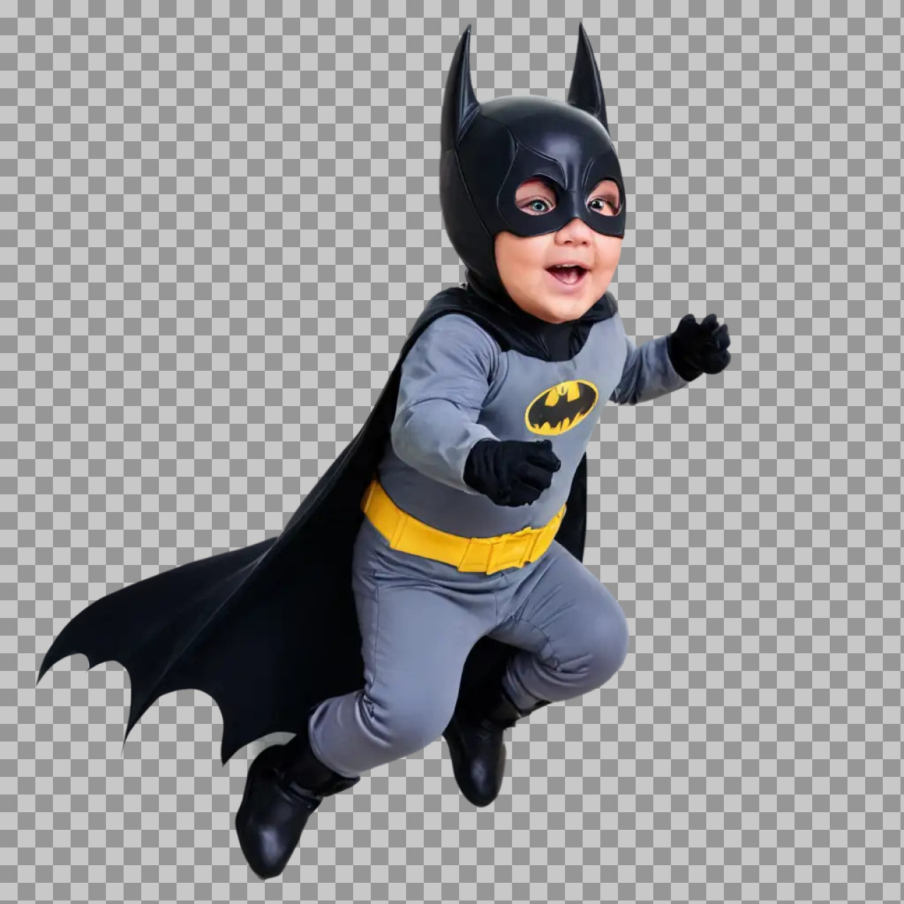 Cute Baby Superhero PNG | Toddler in Black Cape Costume...